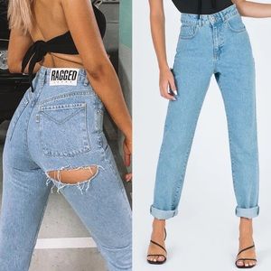 The Ragged Priest Butt Cut Jean Light Blue High Rise Straight Leg Size 28 NWOT